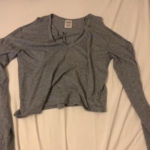 long sleeve pink crop top